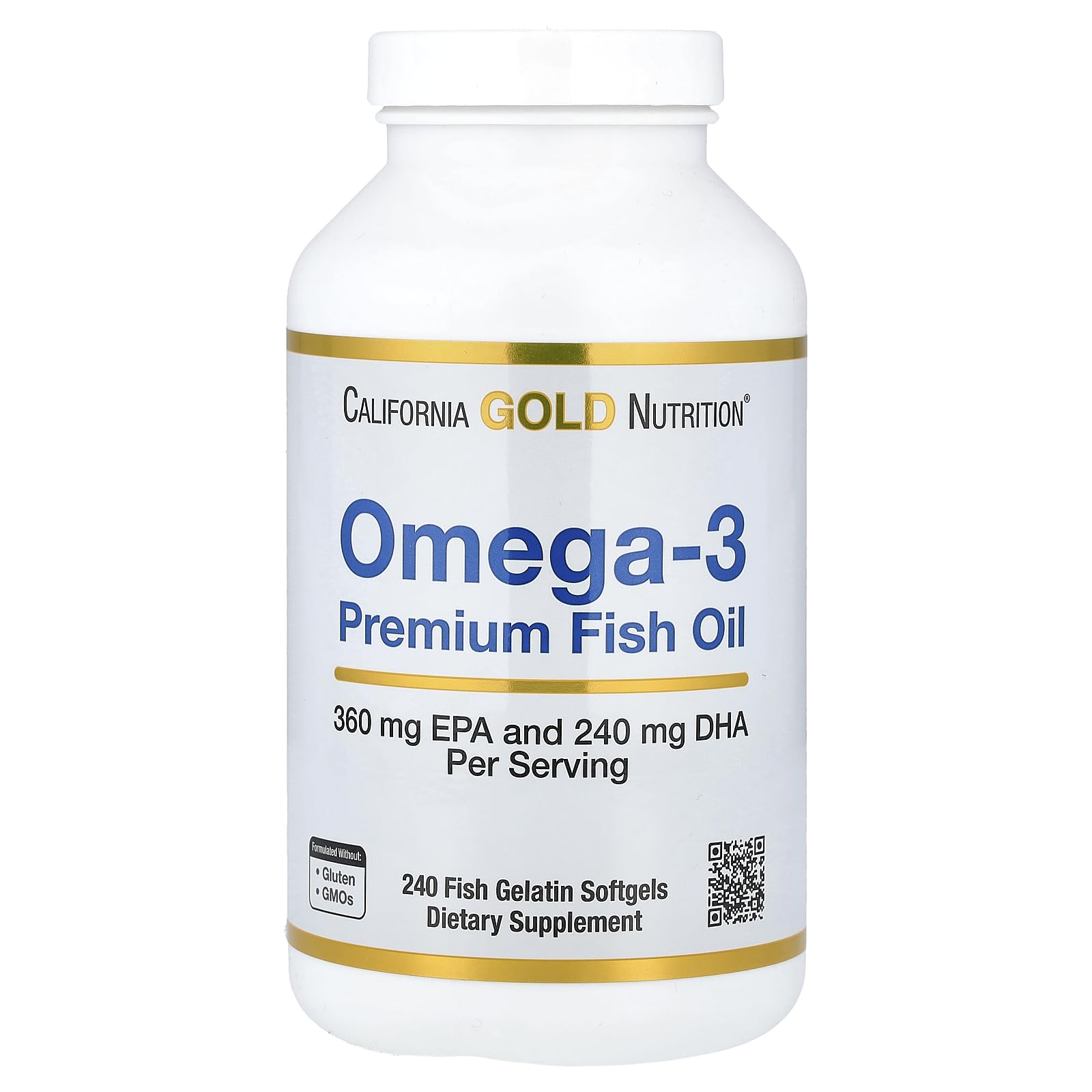California Gold Nutrition, Omega 3, Premium Fish Oil, 240 Fish Gelatin Softgels