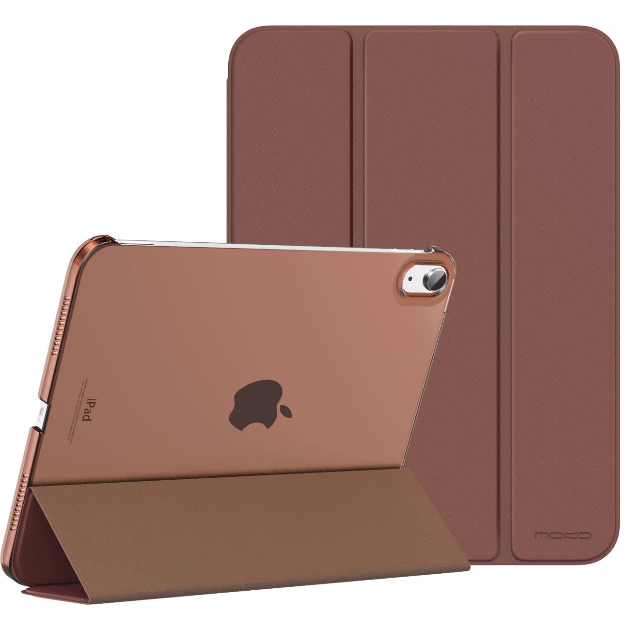 MoKo Cover Custodia iPad (A16) 11a Generazione 2025 /iPad 10a Generazione 2022, Cover Custodia Protettiva per Supporto Ultrasottile con Copertura Posteriore Traslucida in PC Rigido, Marrone