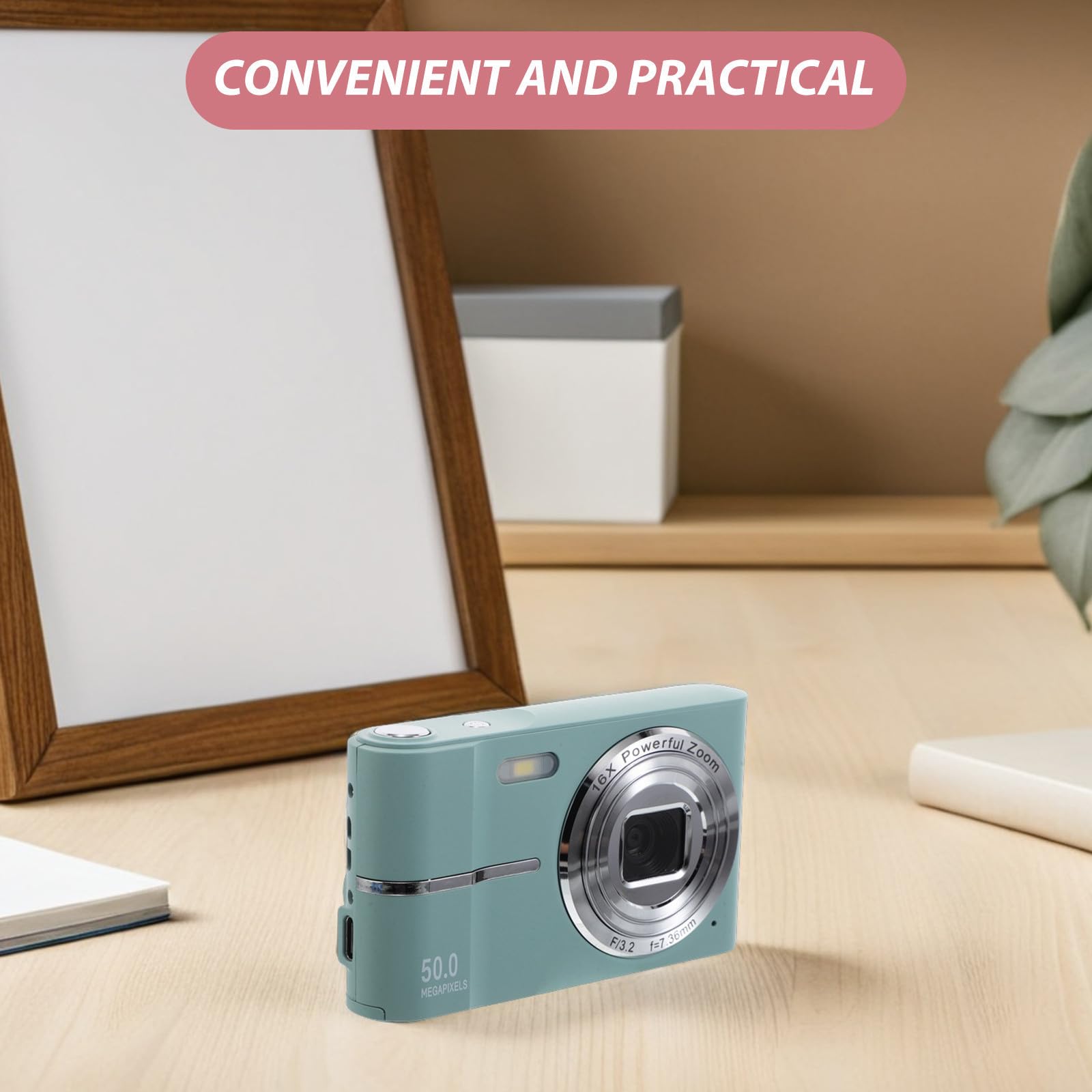Macchina Fotografica Digitale Compatta e Portatile in Abs Verde, Facile da Usare e Leggera, per Fotografia a Feste per Tutte le Età