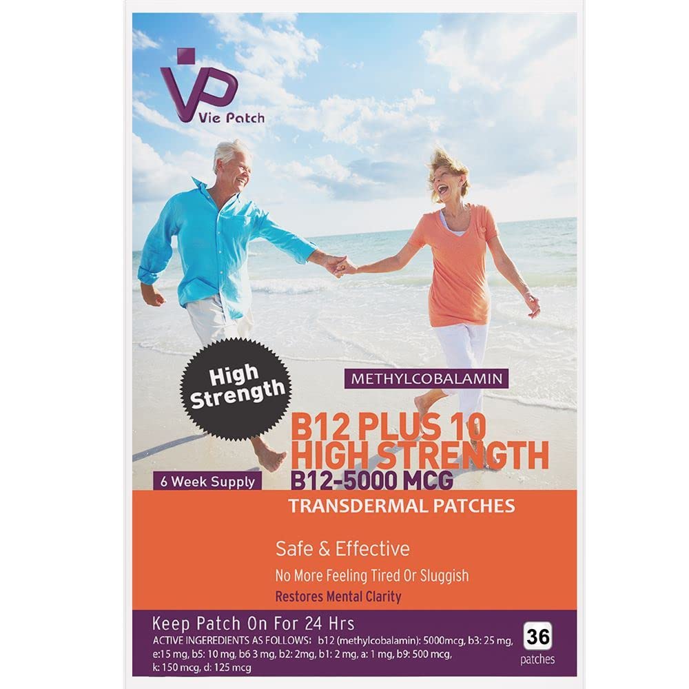 VIE Healthcare Vitamin B12 Plus 10 High Strength Transdermal Patches, 36 Transdermal Patches