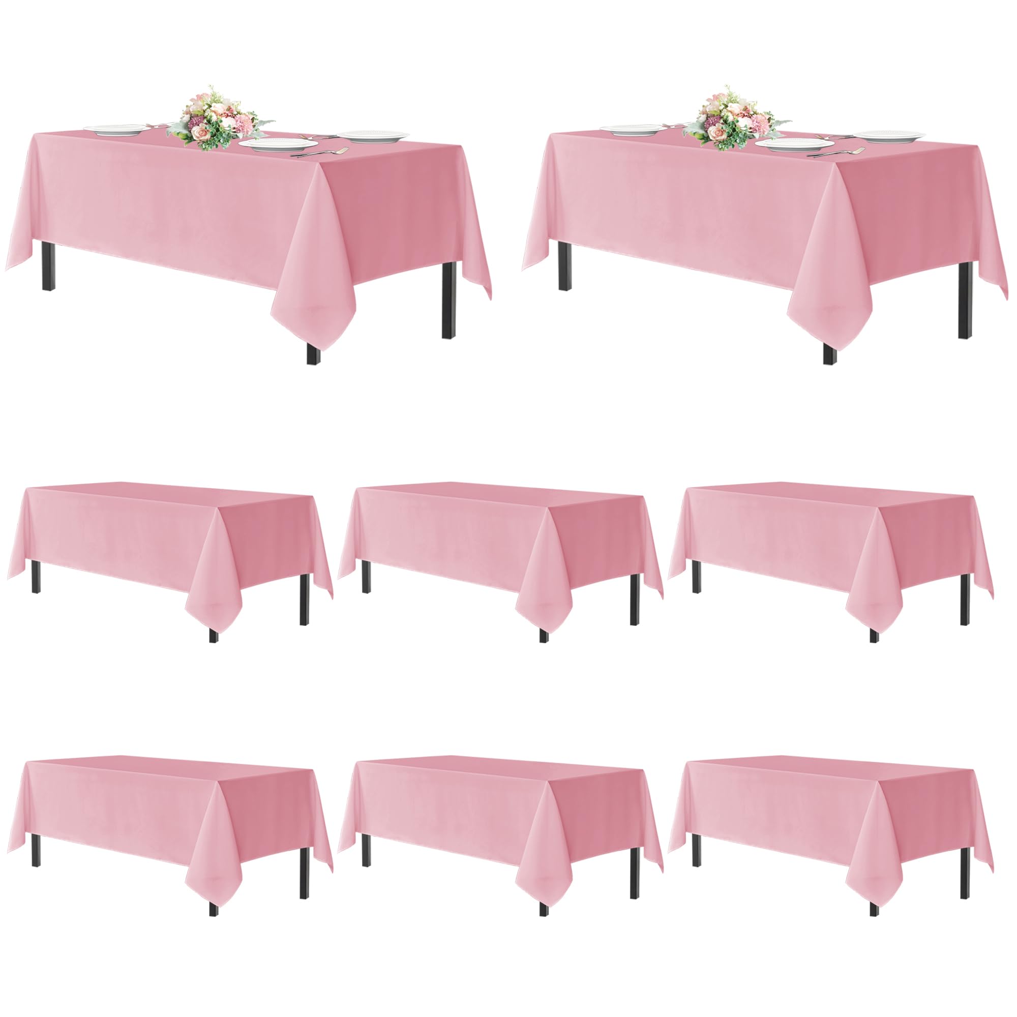 sancua Pink Tablecloths Rectangle, 8 Pack Table Cloth for 6 Foot Tables