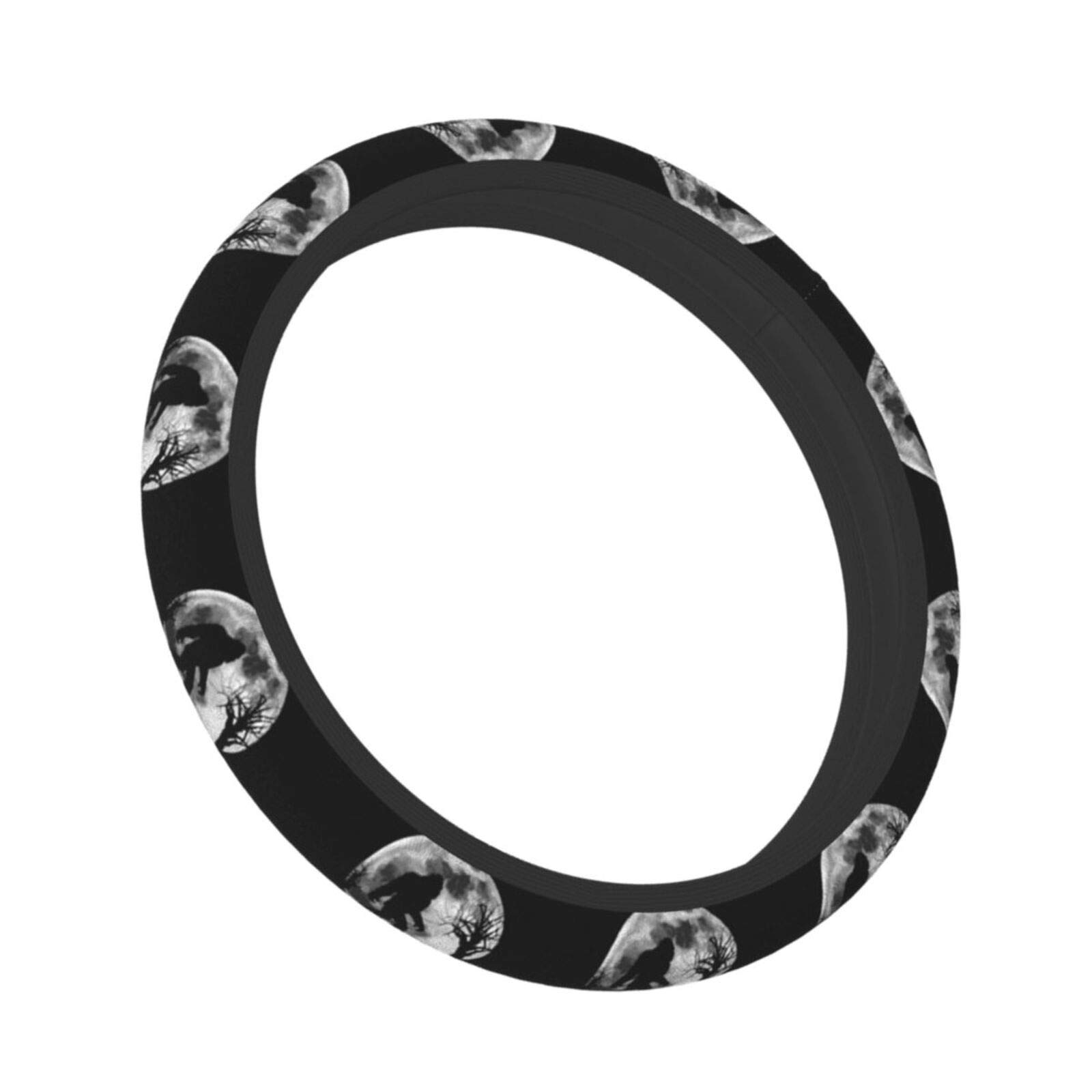 Funny Bigfoot Sasquatch Full Moon Steering Wheel Cover, Auto Steering Wheel Cover Protector Anti-Slip Durable Universal 15 Inch Fit Most of Car