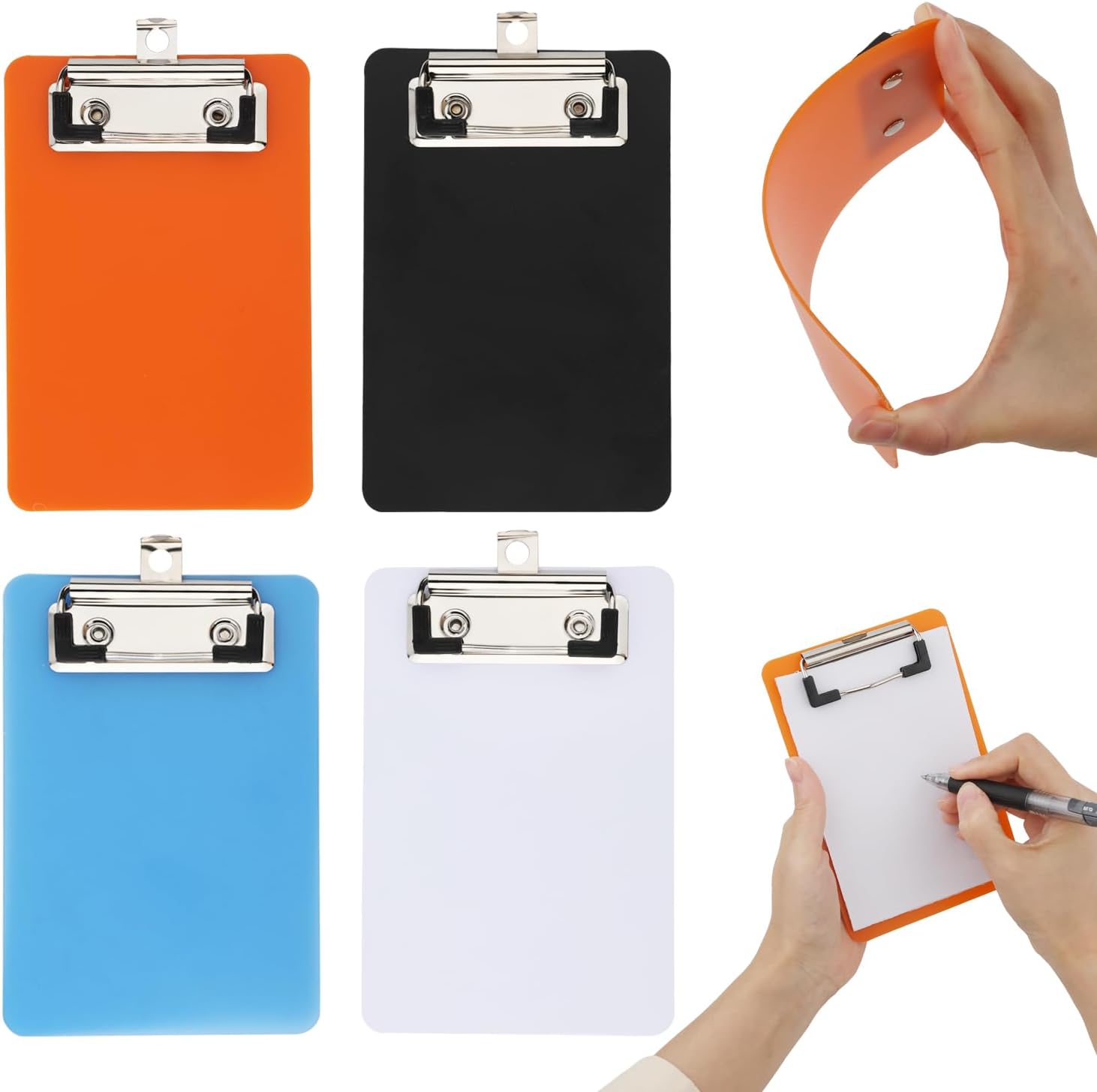 4pcs Mini, 4" x 6" Small Reusable Pocket Practical Plastic Portable Memo Size Menu Pads Hanging Writing Pads for Classroom School Office Restaurant Cafe Hotel