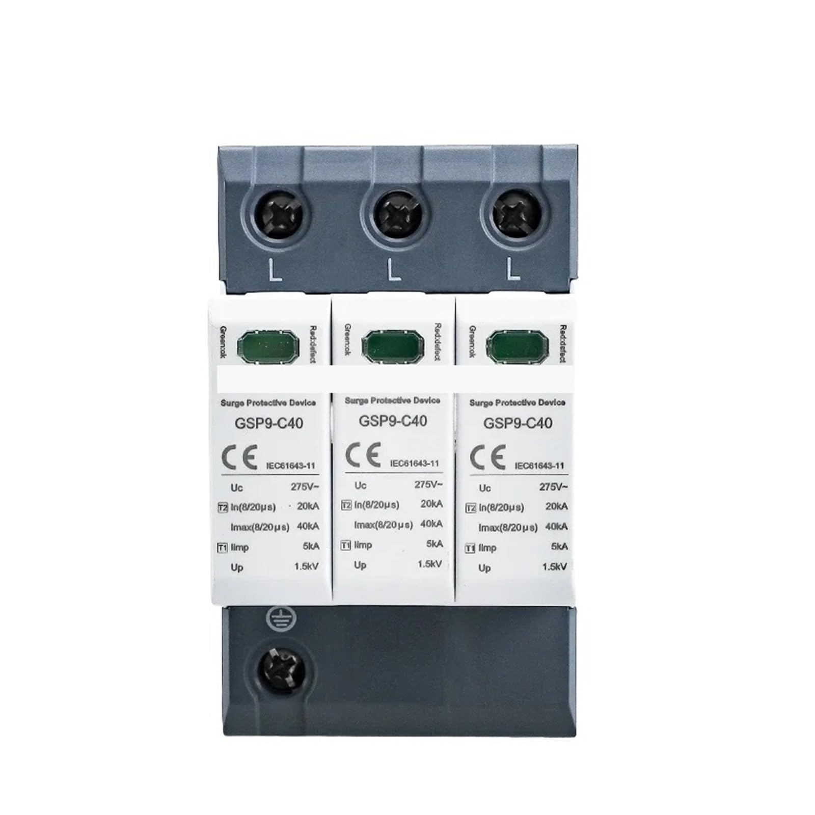 OSHZIKJII 1pcs 40KA SPD 3P AC275V AC385V 400V 440V Protector(3P AC400V 40KA)