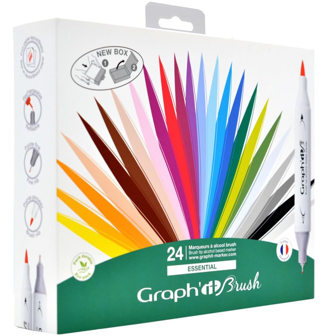 graph' it Brush gi80210 Essential Set de 24 rotuladores (doble punta, colores surtidos