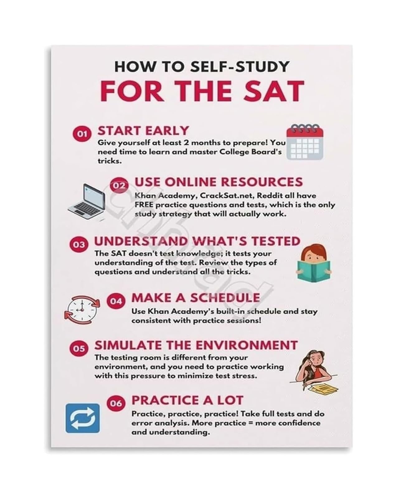 ICYJRFHLTF Classroom Motivational Poster Self Study Success Plan Academic Goals Educational Wall-Art for Student or Teacher Decor 8x12 inch