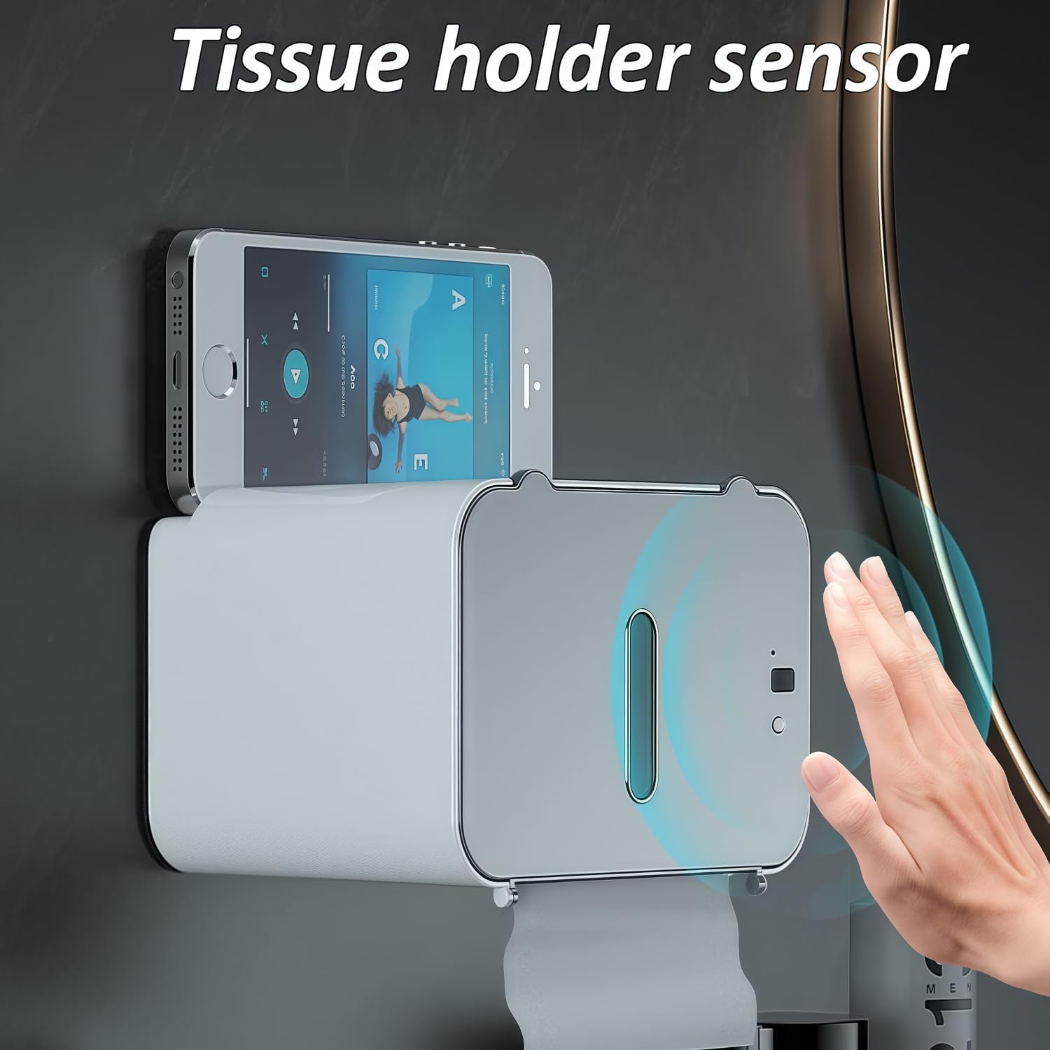Electric Paper Towel Dispenser,with Intelligent Sensor Touchless Automatic Paper Towel Dispenser Touchless,with Night Light Toilet Paper Holder Waterproof Bathroom. (Light Grey)
