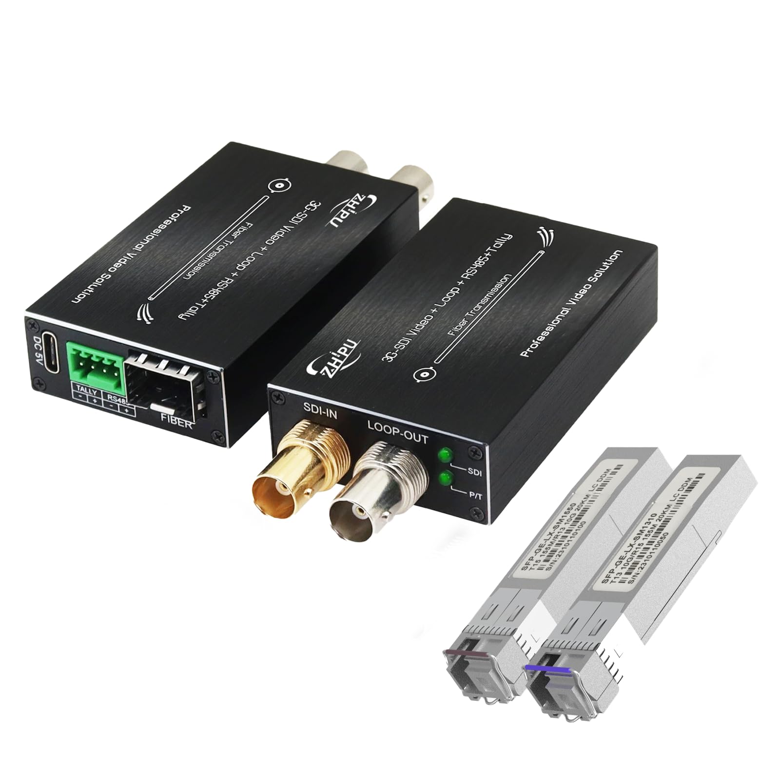 Zhpuostd 3G SDI Fiber Extender 1080P&60HZ, Mini Converter Optical Fiber Include SFP Module, Long Transmission Up to 20 km with RS485 Tally Loop Output-image-45