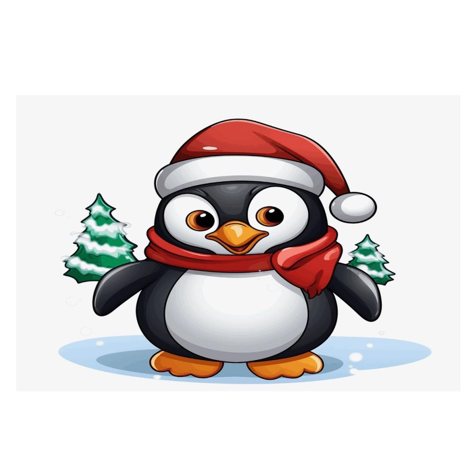 Christmas Penguin Placemats Heat-Resistant Washable Place Mats Anti Slip Dining Table Place Mats Wipeable Dining Table Mats Kitchen Decoration Placemats 17.7’’×11.8’’