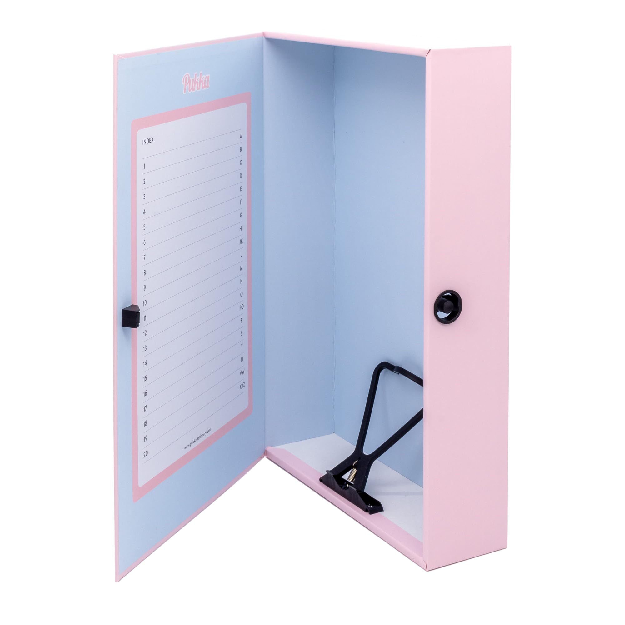 Pukka Pad Cajas de archivo de papel pastel - Paquete de 4 cajas de archivo con clip de resorte interno, cierre de presión para almacenamiento de documentos de alta capacidad, capacidad de 70 mm, se