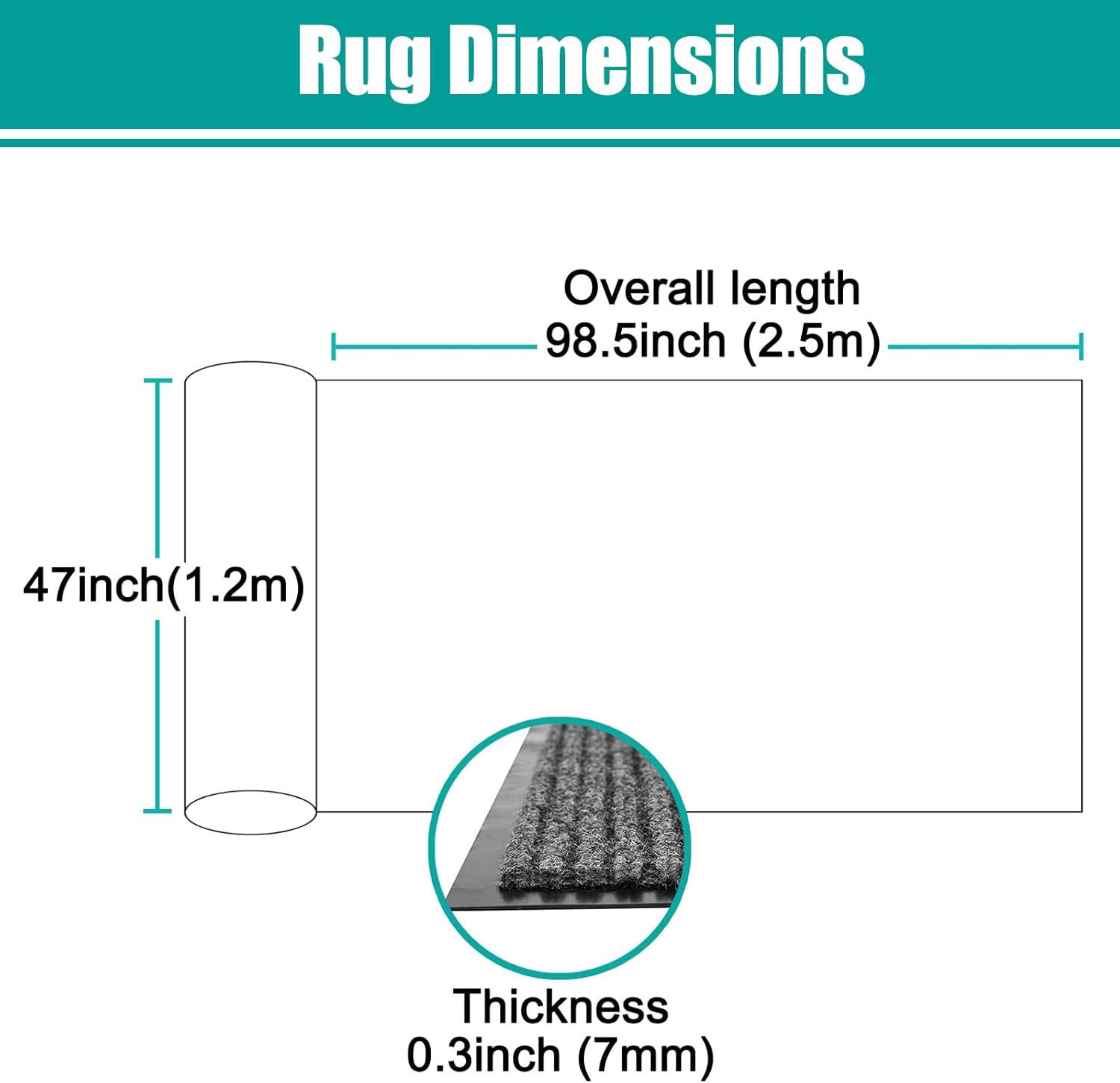ITINA Large Door Mat Indoor Outdoor Entrance 4' x 8' Heavy Duty Front Floor Mats for Home Double Doors Mud Room Patio Absorbent Runner Mat with Non-Slip PVC Backing Grey