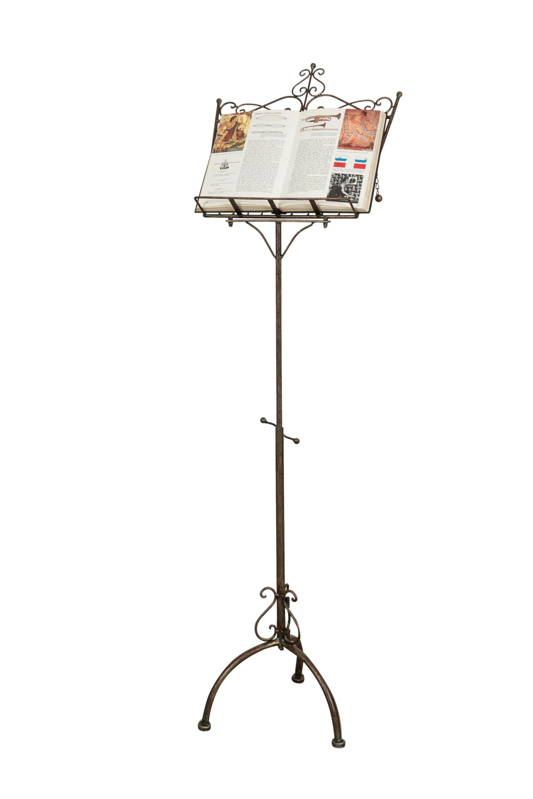 Biscottini Leggio Porta Menu – Pupitre musical en fer forgé de sol L46 x PR32 x H90 – 170 – Support d'affichage publicitaire pliable – Porte-menu restaurant – Publicité pour livres de table