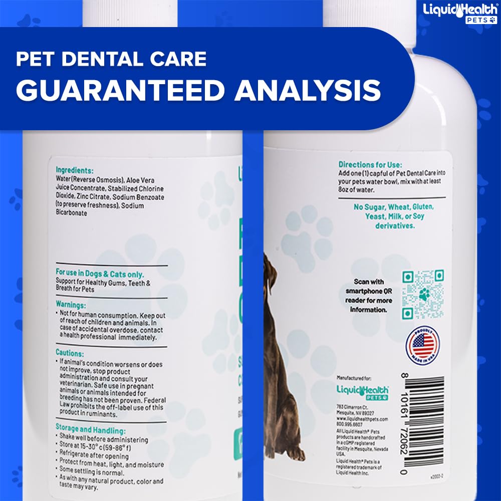 LIQUIDHEALTH Pet Dental Care Water Additive for Dogs & Cats - Fast Acting Pet Bad Breath Freshener, Dog Mouth Wash, Animal Oral Dental Rinse, Plaque & Tartar Teeth Cleaning Solution, USA Made (16 oz) - image 6