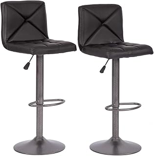 Adjustable Synthetic Leather Swivel Stools Chair, Sets of 2