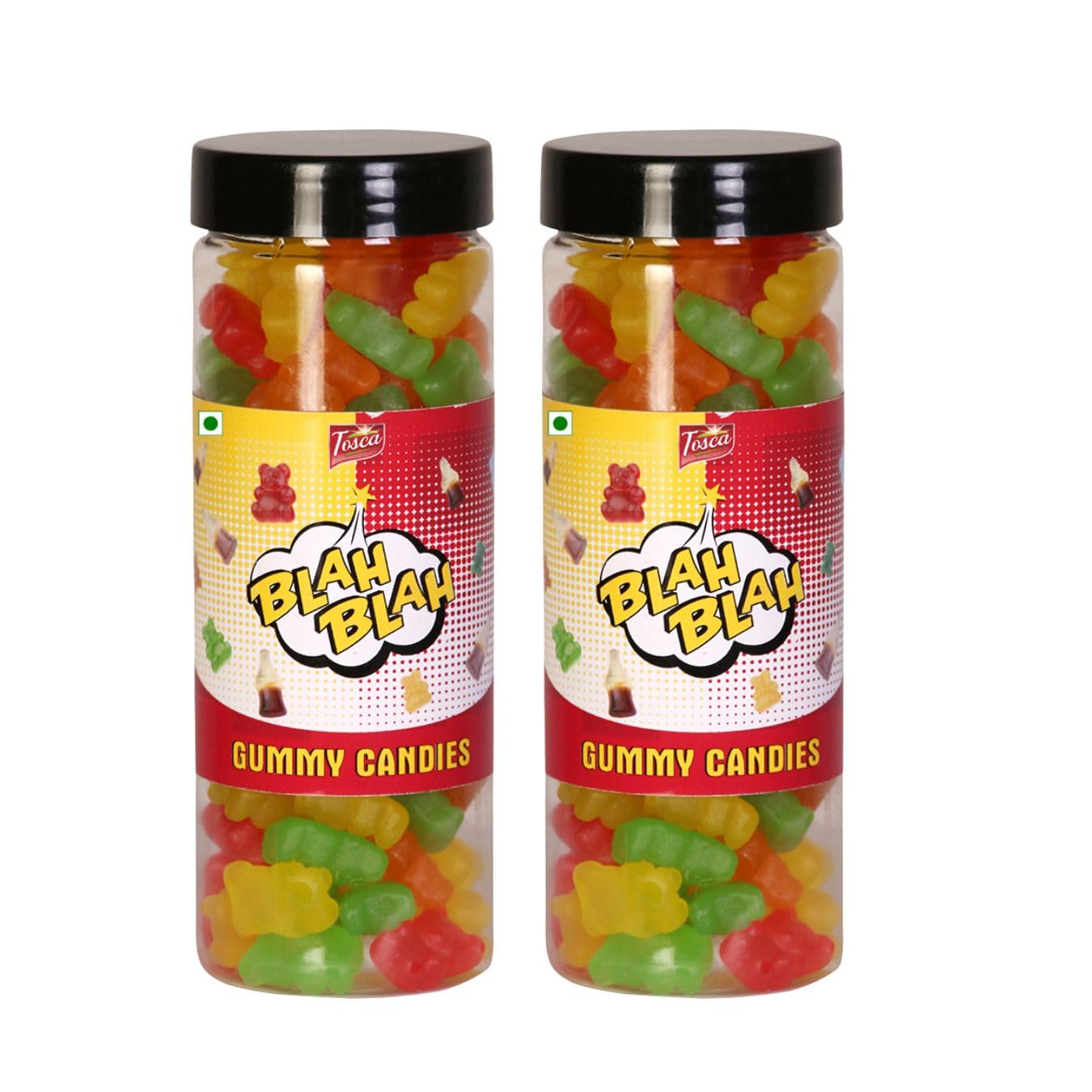 Tosca Blah Blah Bear Mix Fruit Gummies-100% Veg, Gelatin Free Imported Gummy Bear Candy (Pack Of 2 X 180 Gm)