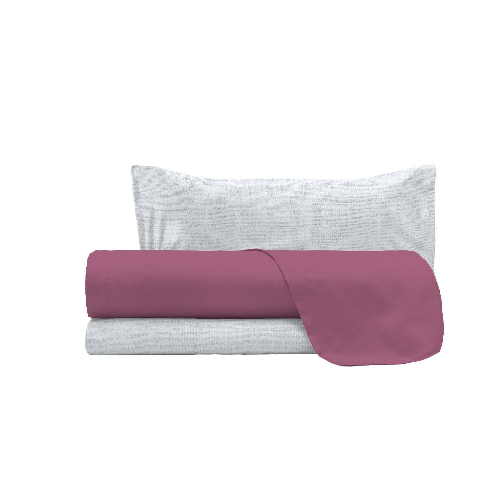 Trendy Chic 100% Cotton Bed Set, Made in Italy, Single, Vinaceous - Image 4
