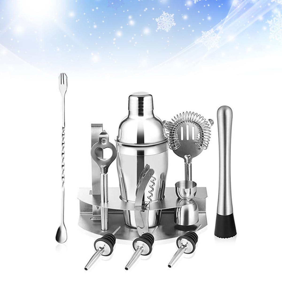 Coctelera de Acero Inoxidable 12 Piezas 550ml Plata