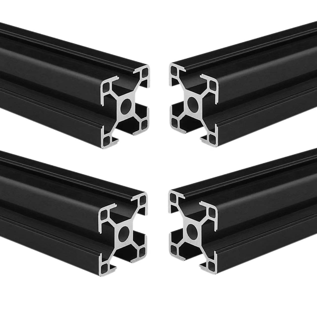 Estrusione in alluminio 3030, lunghezza 150 mm, scanalatura a T, colore nero, (4 pezzi/confezione), profilo in alluminio 30 x 30 mm, serie 30, telaio anodizzato standard europeo per parti di