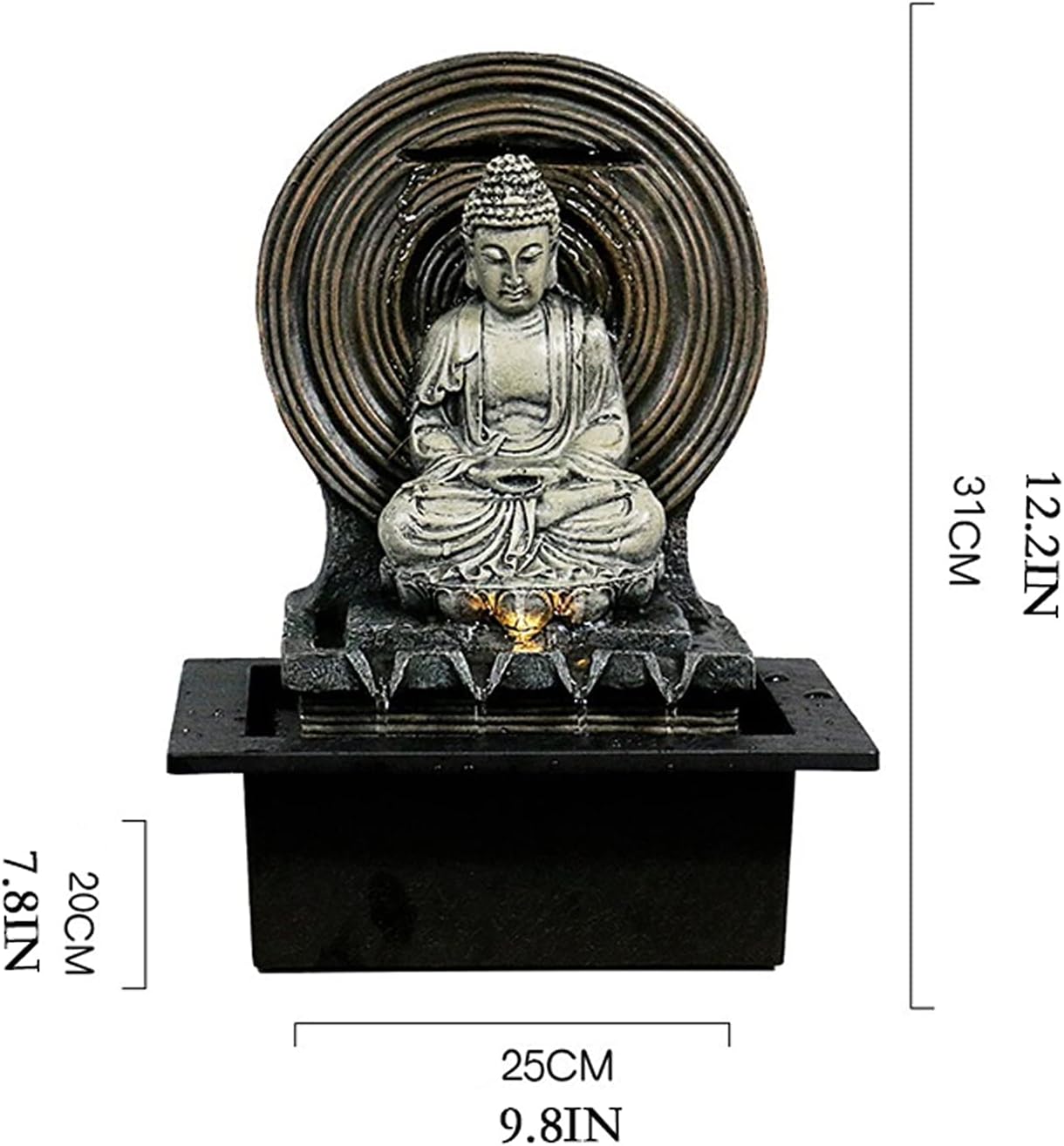Water Fountain 12.2 in Buddha Tabletop Waterfall Fountain Fengshui Living Room Decoration Waterfall with Circular Water Flow - Gifts for Friends for Good Luck Water Fountains Indoor (Color : A) (B