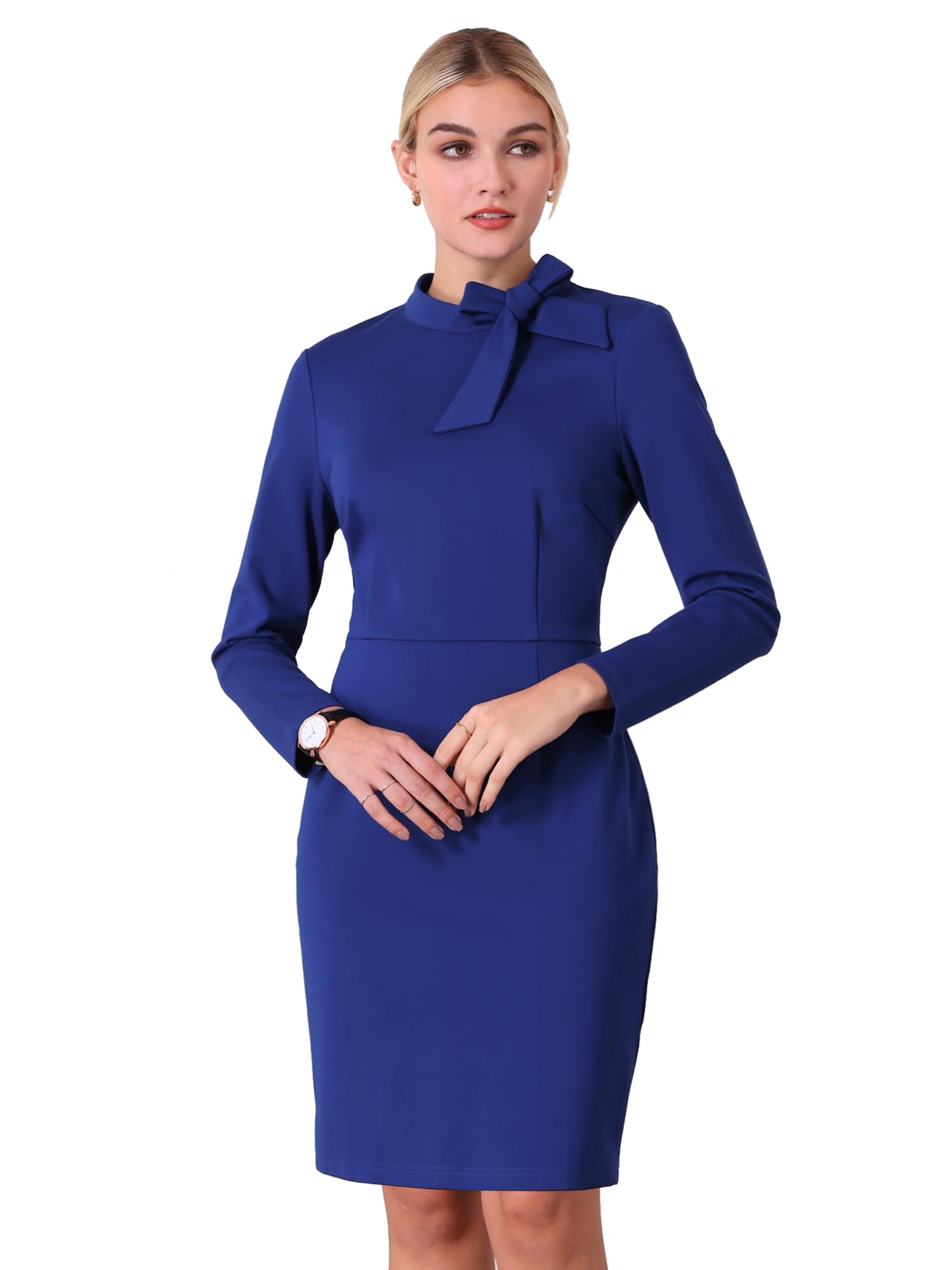 Womens Tie Neck Dresses Vintage 1950s Pencil Dress