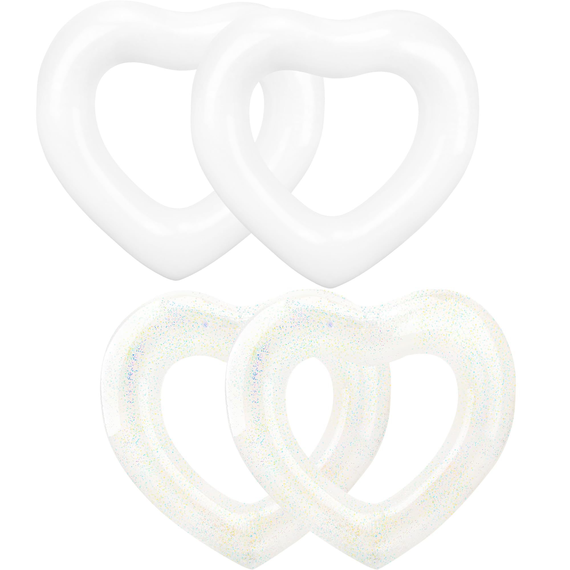 Sonarun 4 Pack Inflatable Swim Rings Float Heart Shaped Swimming Circle Pool Floats for Adults Pool Beach Party Supplies, 47.2 x 39.4 Inch