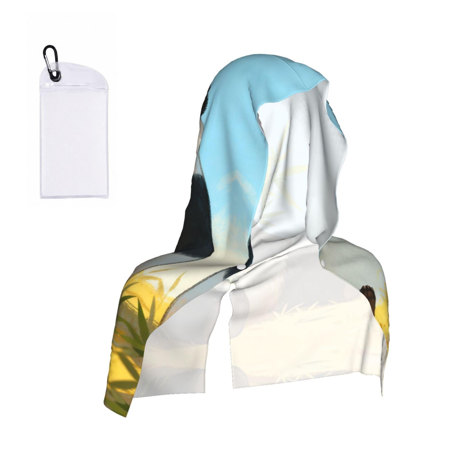 CNTDBU Panda Hold Bamboo Cooling Towel Hooded-Instant Chill Neck Cover for Sports, UV Cooling Rag for Running Gym