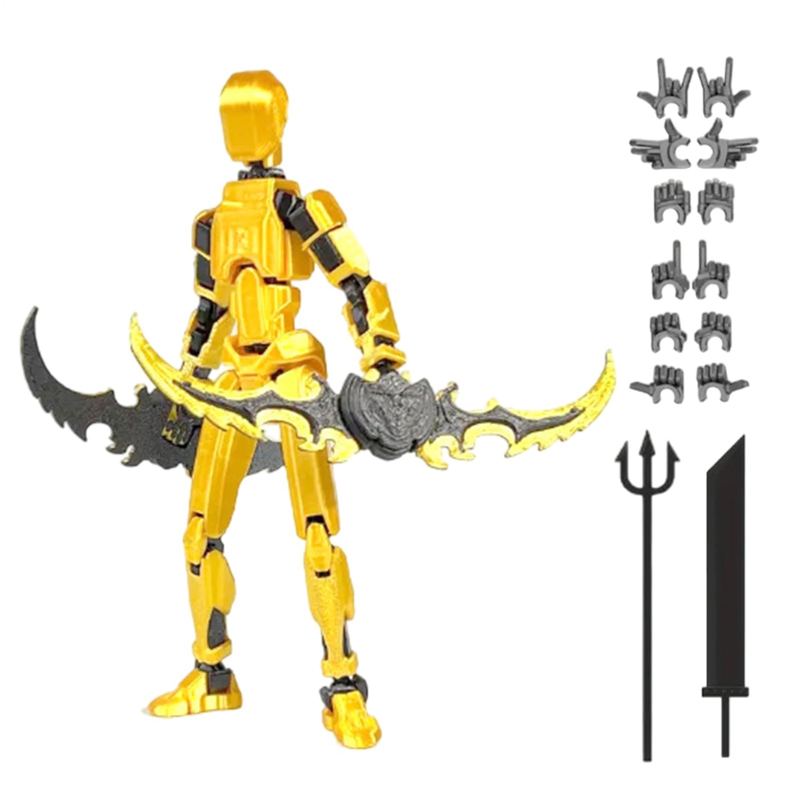 Vjeybv 13 Action Figure Set, Printed 13 Actions Figure Multi-Jointed Movable Robot Figures Lucky with 4 Weapons & 6 Hands Sets, for Home Desktop Decoration, Kids' Action Figures