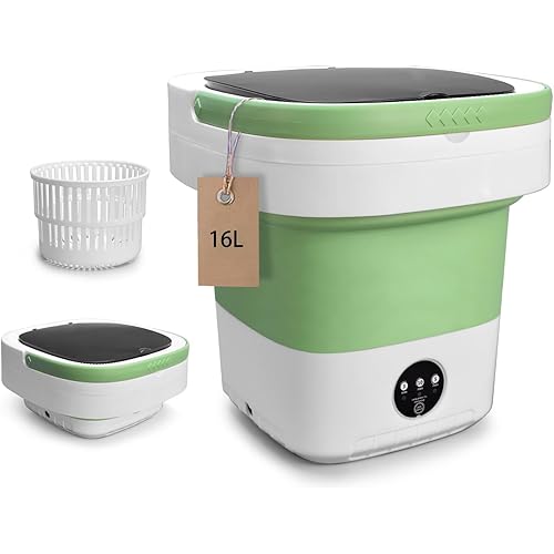 Portable Washing Machine, 16L Mini Washer Foldable and Dryer with 3 Modes Deep Cleaning, Upgraded Small Collapsible Laundry for Travel, Home, Apartment, Hotel and camping
