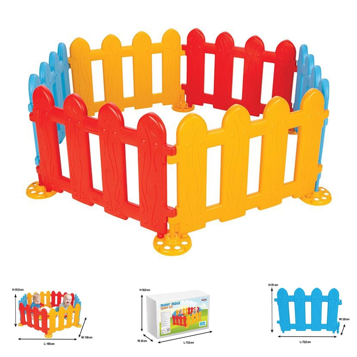 PILSAN Recinzione Gioco, Recinzione in plastica, Box 06203, 6 Elementi 72,5 x 51,5 x 51,5 x 3,8 cm