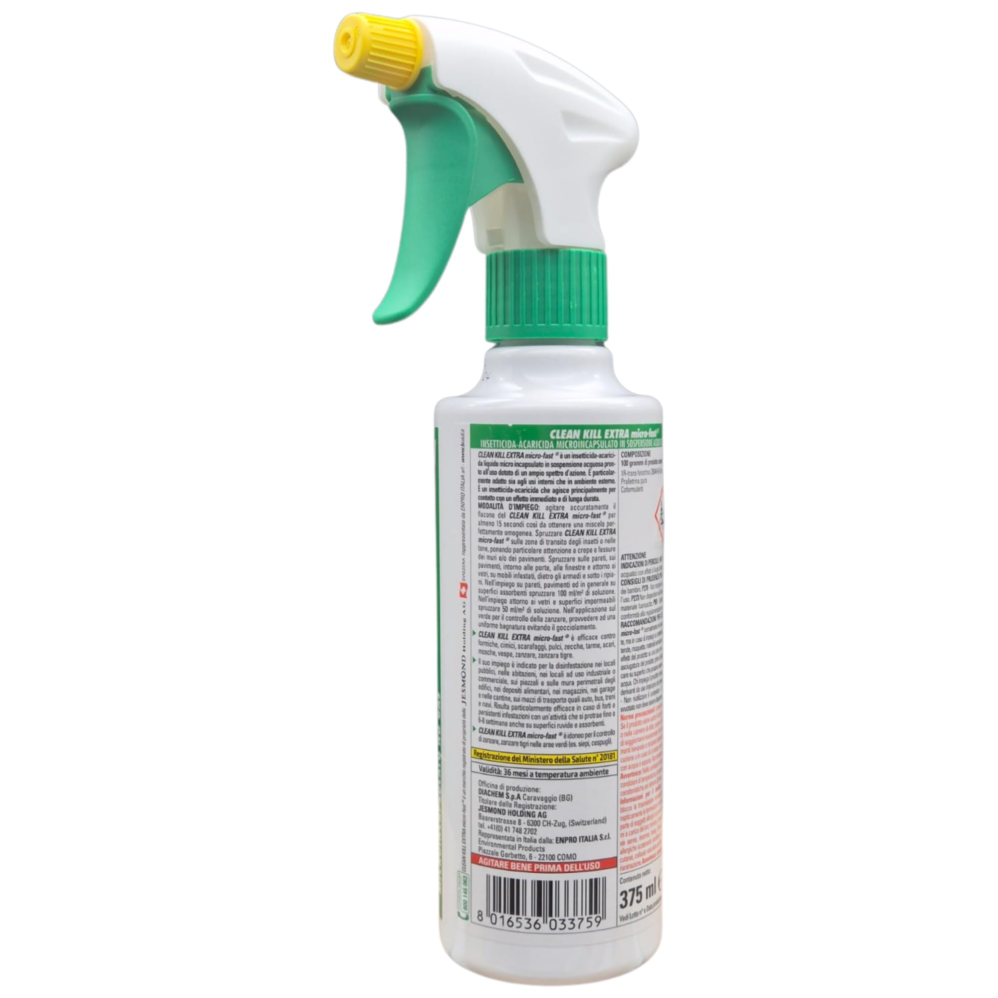 Kit Biokill Insetticida Ecologico Clean Kill Extra Micro Fast No Gas a Base Acquosa, Spray da 375ml + Ricarica da 1LT + OMAGGIO 100pz Guanti HDPE Monouso (1 Spray+1 Ric+1CF Guanti)