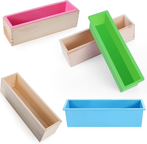 3 moldes de jabón de 42 onzas, moldes rectangulares de silicona para hacer jabón con 3 cajas de madera, moldes flexibles para hacer jabón artesanal,