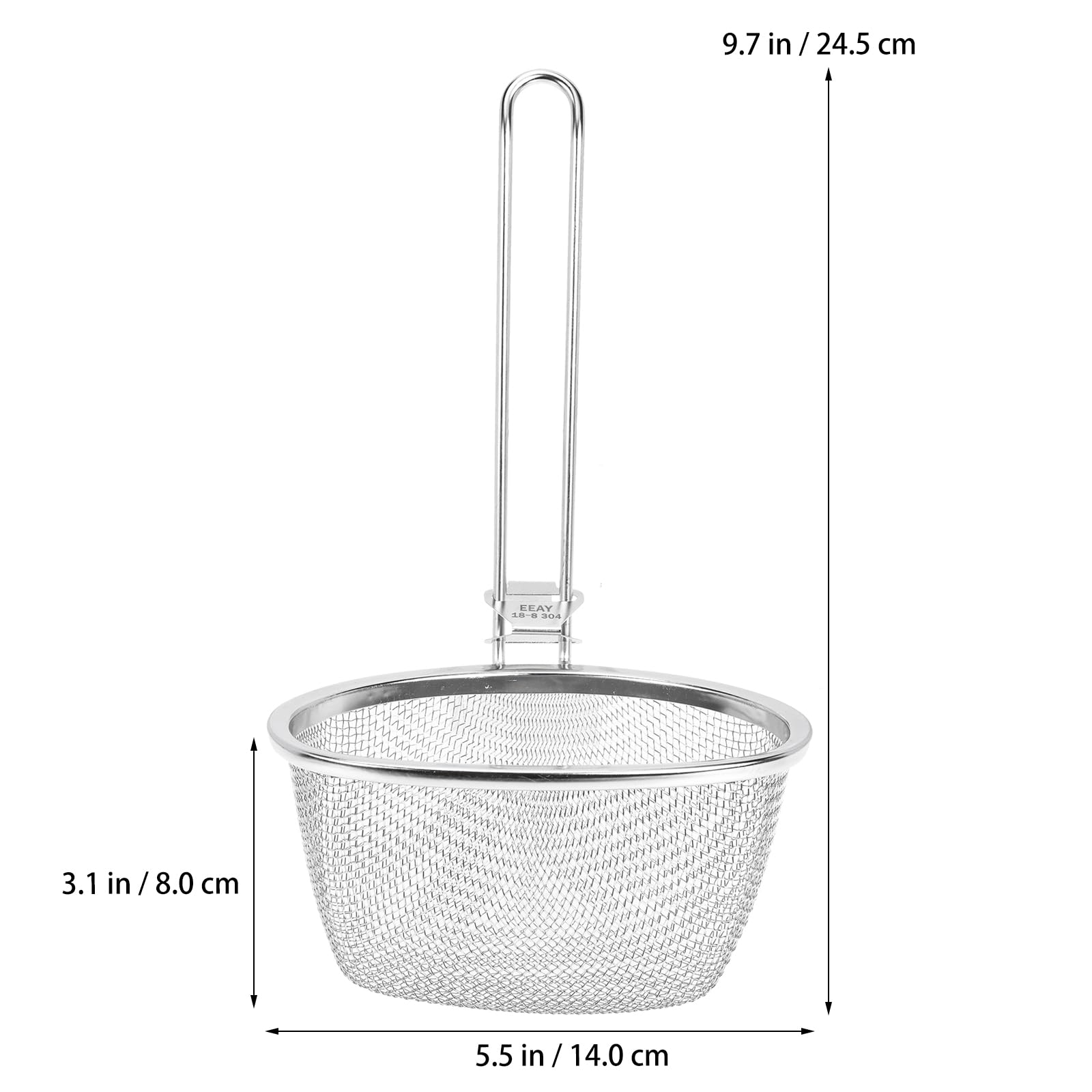 Hemoton Stainless Steel Fine Mesh Spider Strainer Mesh Pasta Basket Flat Cylinder Wok Colander Fry Basket for Pasta Noodles Dumpling Ramen Rinsing Boiling 24.5x14cm