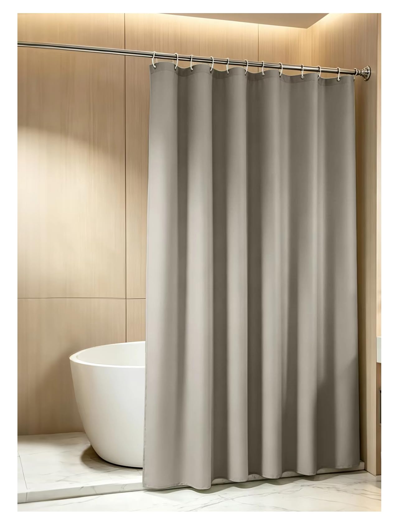 HNBFKD Light Taupe Shower Curtain, Water and Mould Resistant Fabric Machine Washable, Bathroom Shower Curtain Waterproof with Plastic Hooks 182x214cm/(WxH)
