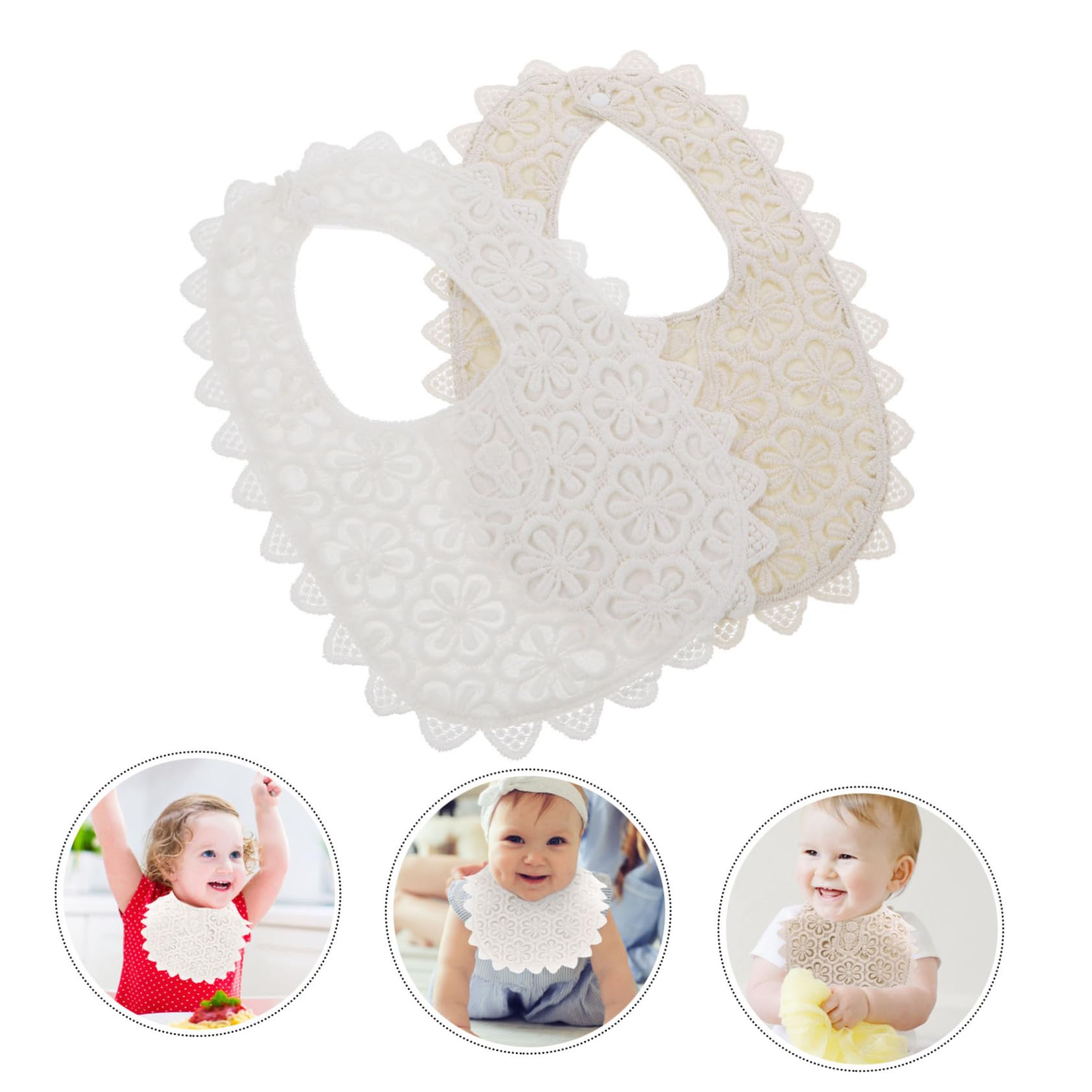 Toyvian 4pezzi Bavaglini Pizzo Per Bavaglini Cotone Regolabili Per Pasti Drool
