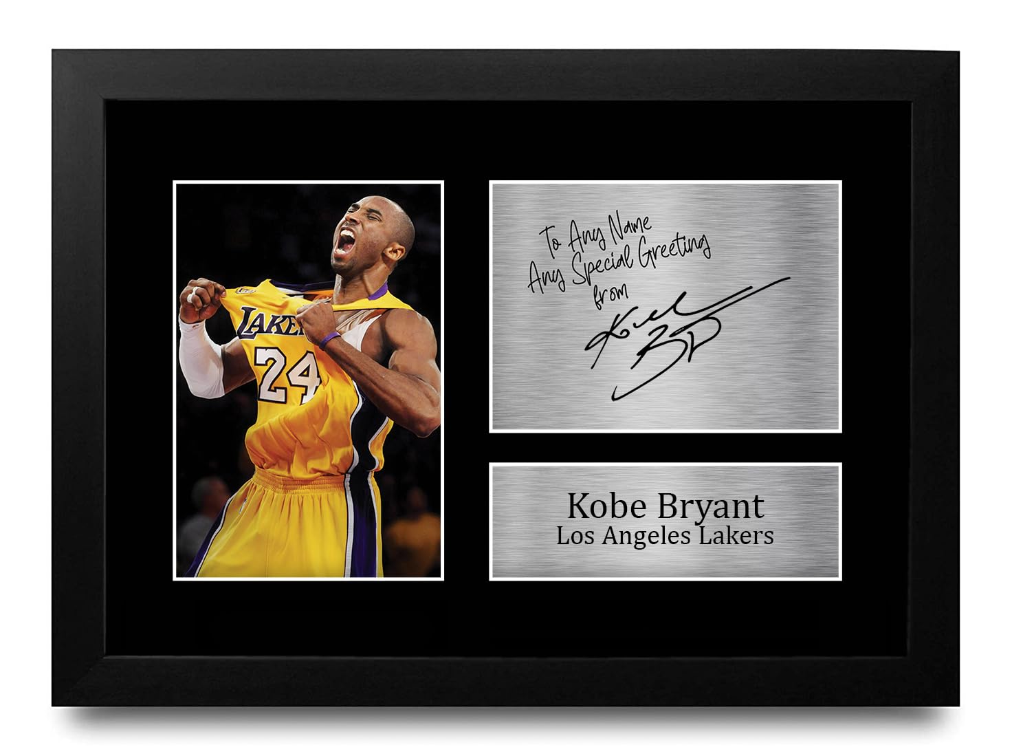 HWC Trading Kobe Bryant Personalised Gift - Signed Autograph Picture, Framed A4 Basketball Memorabilia with Custom Name Message for Birthday Christmas Wedding