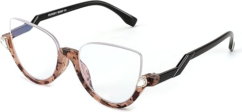 FEISEDY Gafas de lectura para las mujeres moda medio marco ojo de gato gafas antideslumbrantes B0067 FEISEDY Gafas de lectura para las mujeres moda medio marco ojo de gato gafas antideslumbrantes B0067