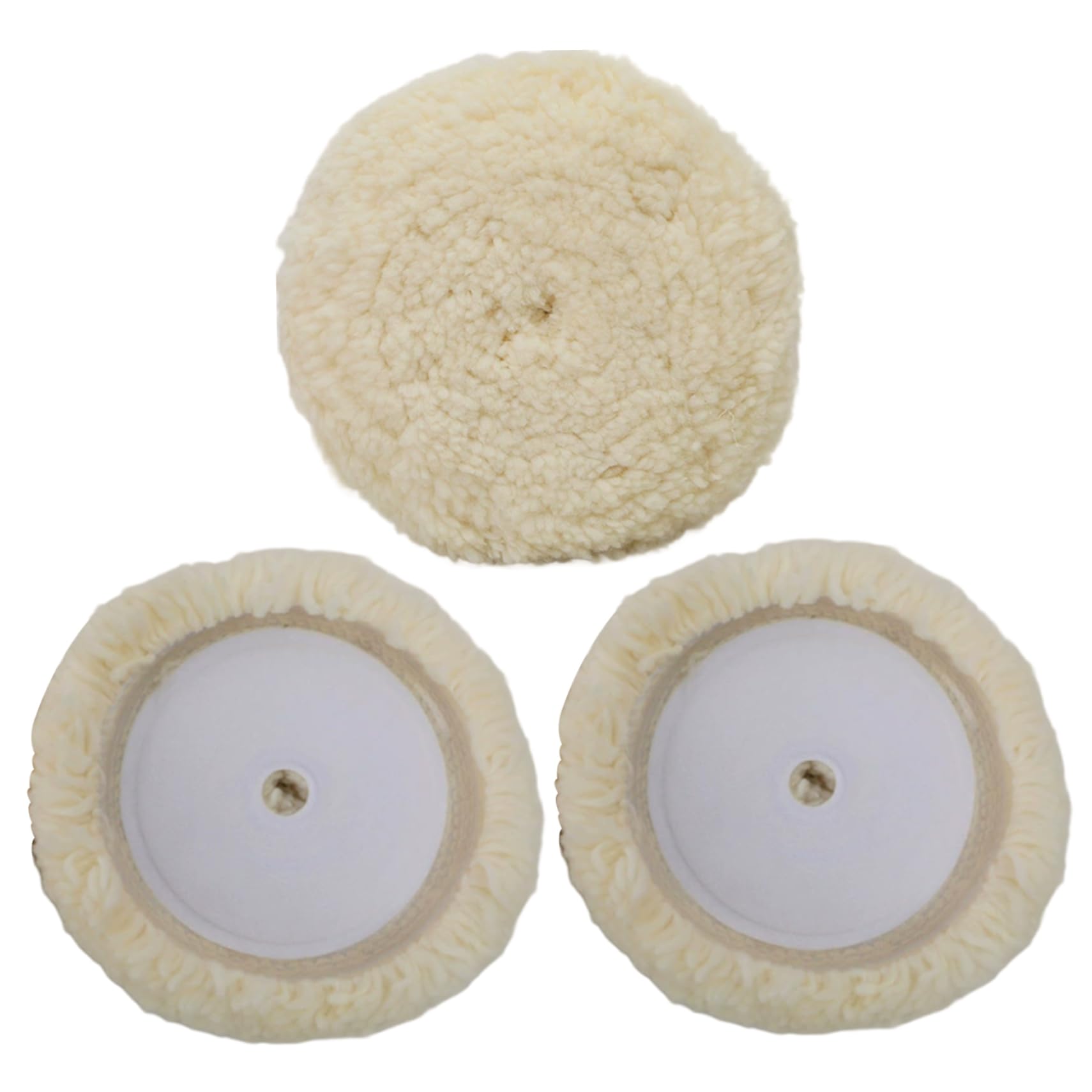 Car Polishing Pads 3PCS 6 Inch Round Wool Made Car Buffing Pads with Fastening Tape Non-scratch Replacement Polishing Tools for Automobile Buffing Accessories Pad