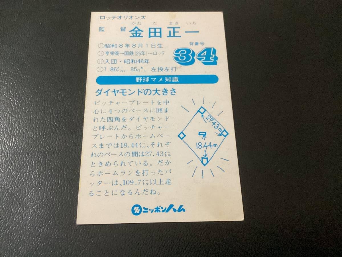 良品 ニッポンハム カード 金田（ロッテ） ホームランソーセージ プロ