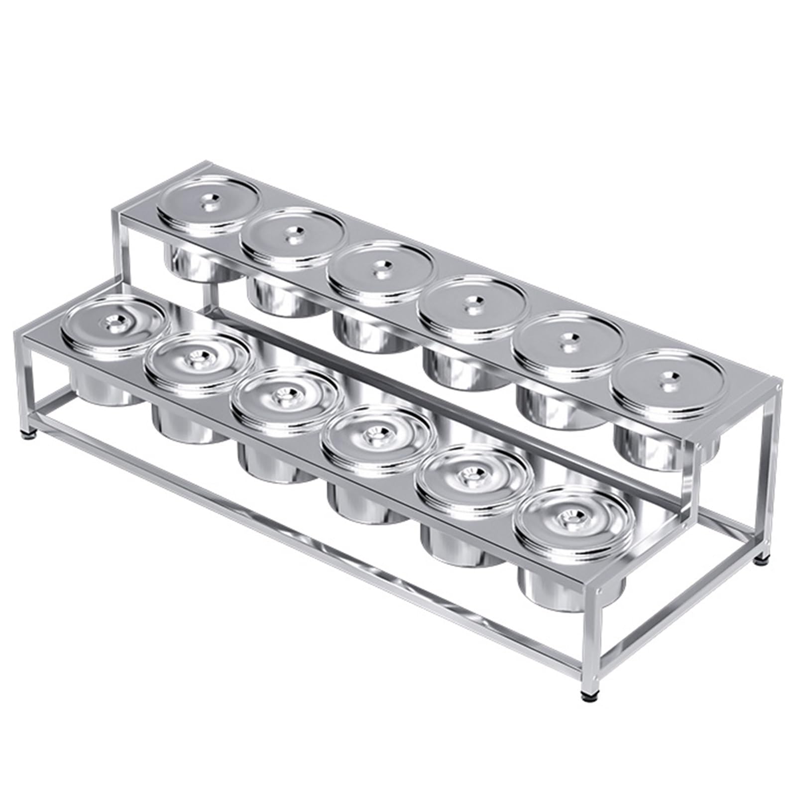 Aserzenith 91X37x26cm Stainless Steel Spice Racks With Pans And Lids, Commercial Spice Rack Set For Kitchen Buffets, Countertop Dispenser Condiment Racks For Seasoning Sauce Salad Jam Ingredients,