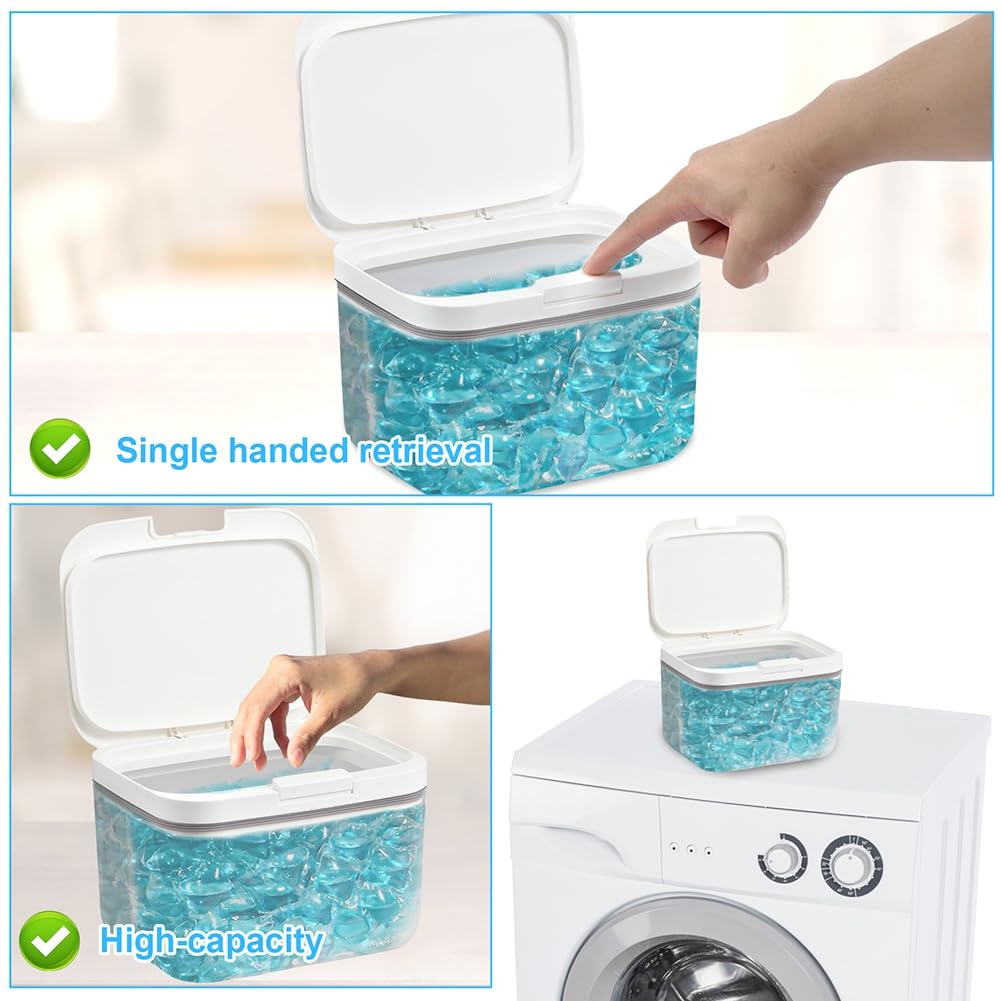 Für Wäschelagerbehälter mit 2,8 L Kapazität, Geschirrspülmittel-Box, Versiegelt für Waschmittel-Pods, mit Messbecher für Waschmittel-Pods.