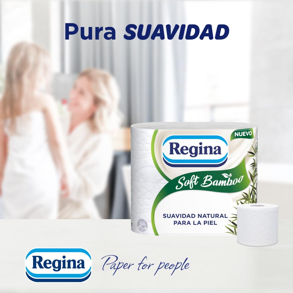 Regina Soft Bamboo - 40 rotoli di carta igienica morbida a 3 strati, 160 fogli, per pelli sensibili, fibra di bambù, FSC certificato