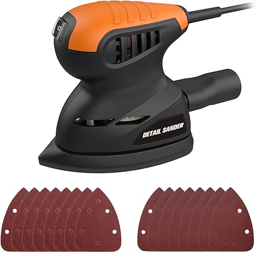 Lijadora compacta de 125 W, 13500 RPM, máquinas pulidoras de pared con 16 papeles de lija, sistema de recolección de polvo, para espacios reducidos,