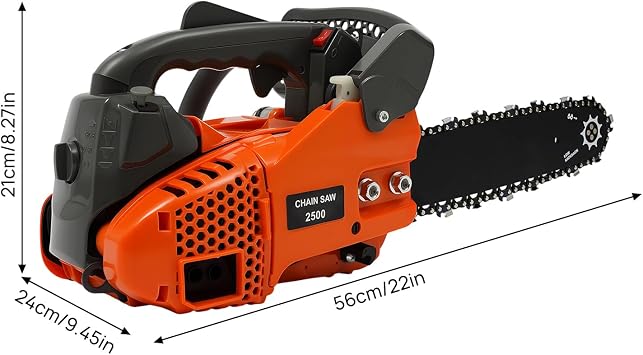 12Inch Gas Chainsaw, 2-Stroke 25.4CC Gasoline Powered Chainsaw Cutting Wood Gas Sawing Crankcase Chain Saw, 1.22HP Cordless Manual Starting for Forest Wood Garden and Farm Cutting Use