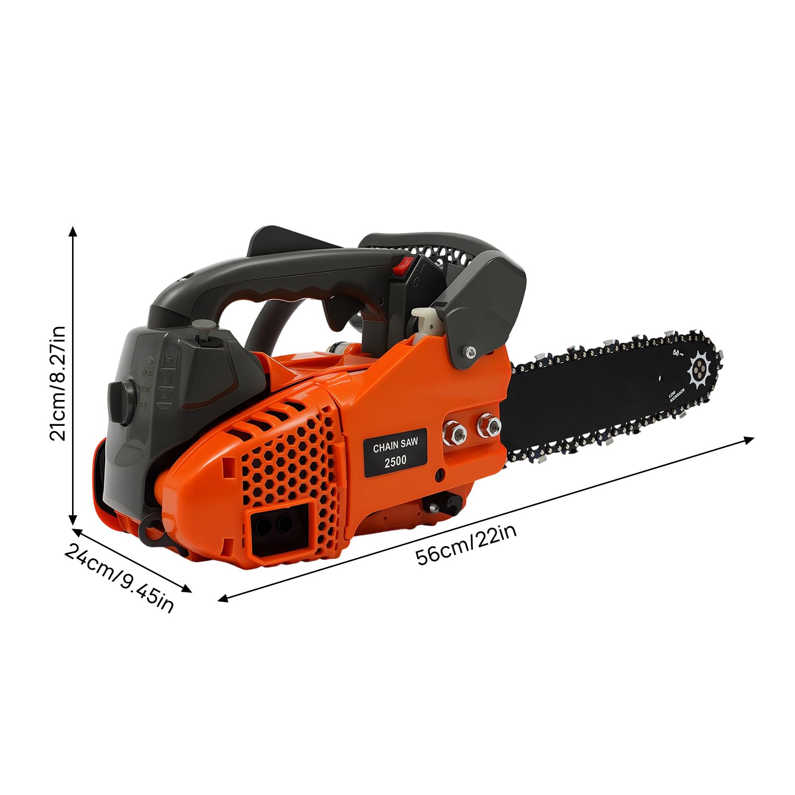 Motosierra gasolina 900 W, herramienta ligera portátil, motor de 2 tiempos 1.22 CV, barra guía 30 cm, arranque rápido, para jardín poda bosque, compacta 5 kg, funda protectora