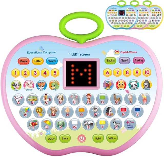 Toy Gift for 2 3 4 Year Old Girls, Kids Educational Toys for 1-3 Year Olds Toddlers Baby Learning Tablet for 12 18 24 36 Months Girl Boy Laptop for Child Age 2 3 4 Birthday Present Alphabet Game
