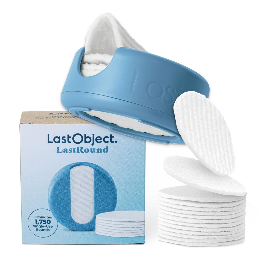 LastObject LastRound® Sustainable Reusable Cotton Rounds for Facial Cleansing â€“ Zero-Waste Eco-Friendly Makeup Remover Pads for All Skin Types with Travel Storage Case