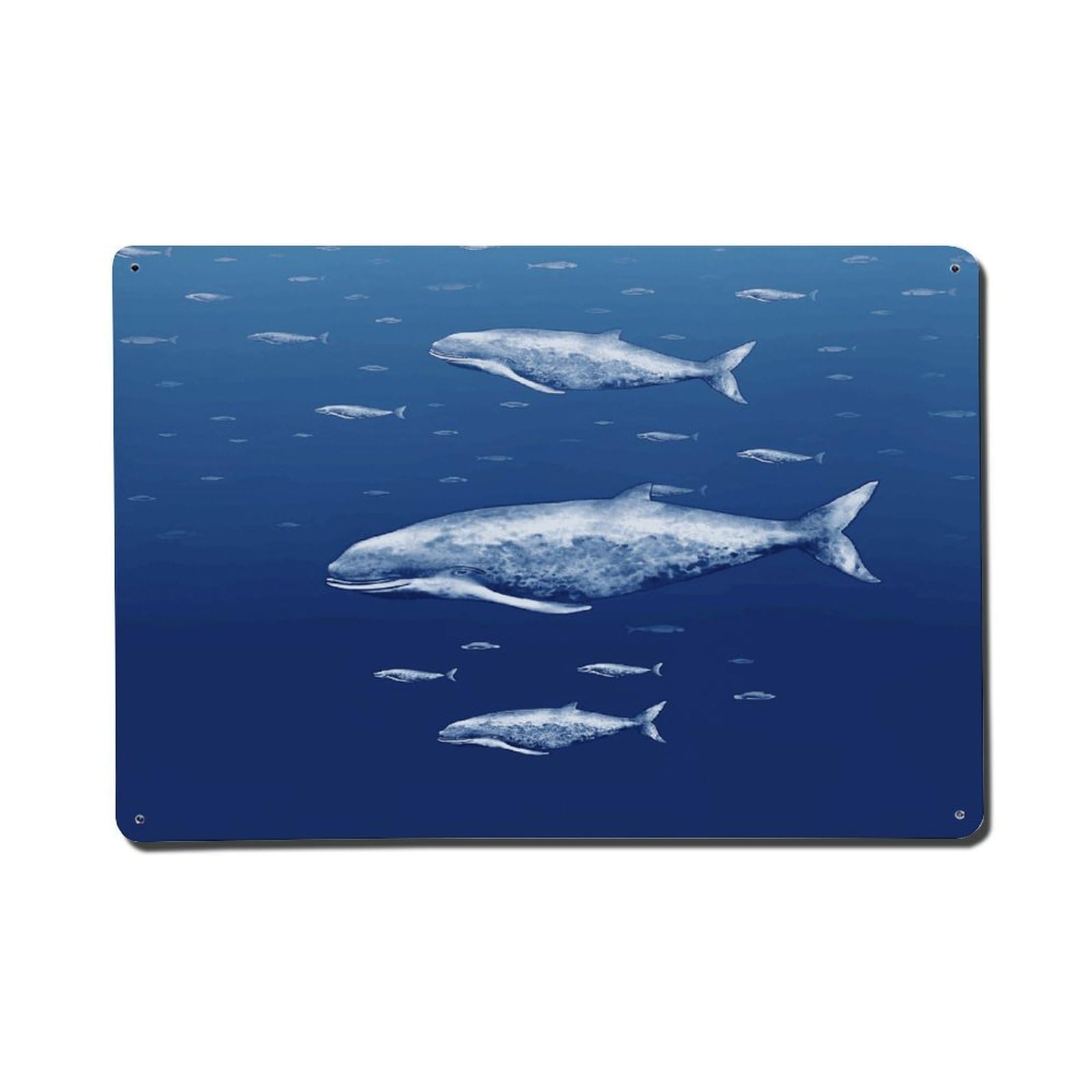 Adfgyerh Style Small Blue Whale Swimming Metal Signs Funny, Aluminum Tin Sign Indoor Outdoor Decor, Vintage Signs For Home Office Kitchen Bar Cafe Garden Farmhouse Wall Decor