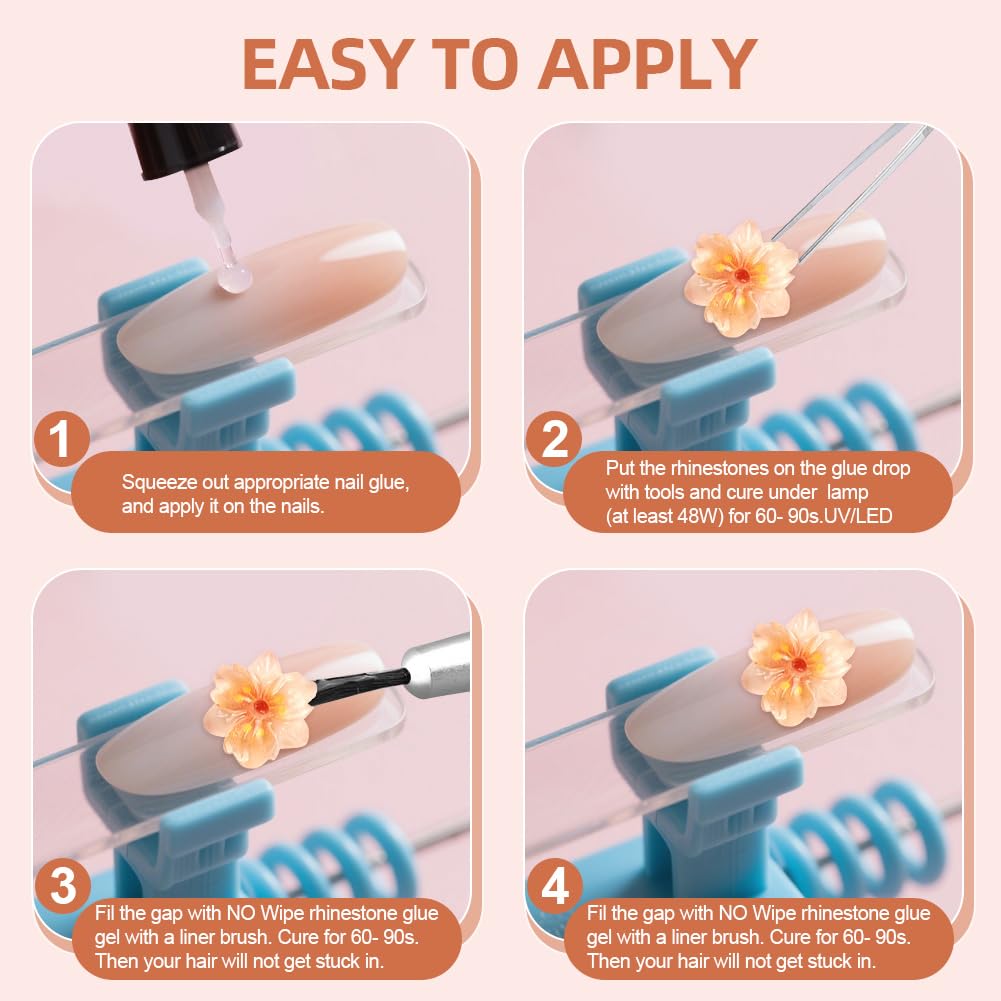Vicloon 3D Fleur Charms Nail, 50 Pièces Fleur pour Sécoration Des Ongles Des Femmes, Petits Charme Floral pour Ongles, Strass Ongle Nail Art, Décoratives pour Nails Art