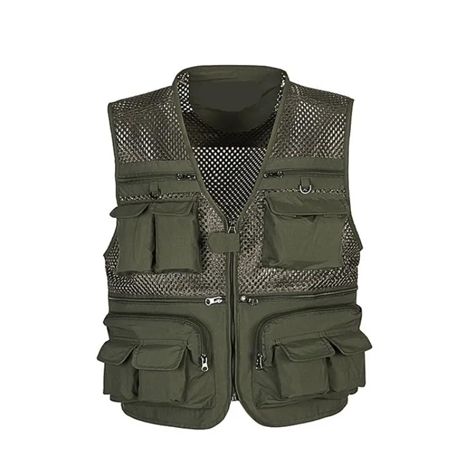 Gilet Multitasche Gilet da Pesca all'aperto Giubbotti in Rete Multitasche Traspiranti ad Asciugatura Rapida Gilet da Escursionismo Fotografico Gilet da Pesce(Khaki,XXL)