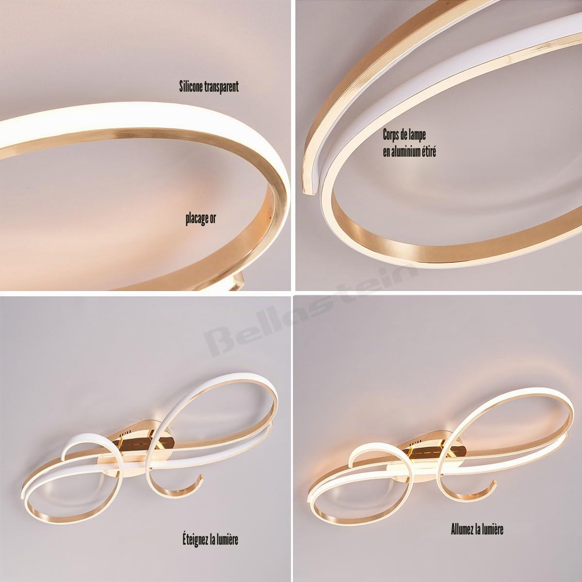 Plafonnier moderne Plafonnier LED à télécommande dimmable salle à manger Suspension Lampe, créative dimmable Plafond lampe chambre à coucher suspension, lampe de cuisine,de Salon (or, 80cm)